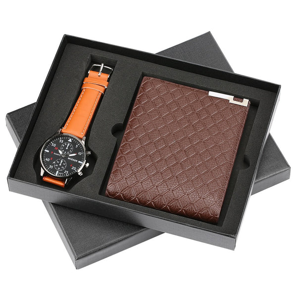 Watch Wallet Gift Set for Boyfriend Quartz Leather Wristwatch Chronograph Watch Men High Quality Birthday Gifts for Father reloj