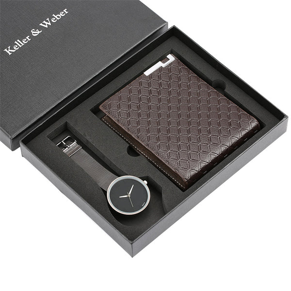 Wristwatch Men Wallet Gift Set for Men Fashion Casual Mens Quartz Watch Steel Bangle Strap Luxury Present Gift for Male reloj