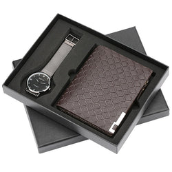 Men's Watch Quartz Wallet Gift Set for Men High Quality Wristwatch Male Steel Bangle Clock Modern Black Wrist Watch Gift reloj
