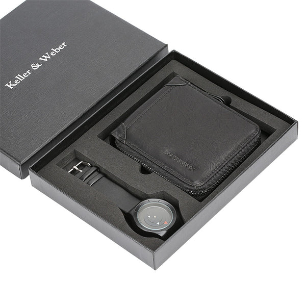 Watch Men Quartz Wristwatch Wallet Gift Set for Male reloj masculino Modern Black Fashion Wrist Watches Birthday Gift Reloj