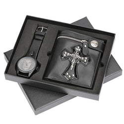 Steampunk Fashion Mens Watch Wallet Gift Set for Boyfriend Unique Birthday Gifts Set Casual Men's Wristwatch reloj