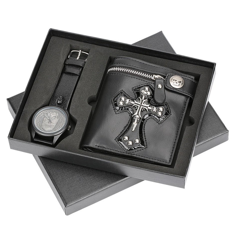 Steampunk Fashion Mens Watch Wallet Gift Set for Boyfriend Unique Birthday Gifts Set Casual Men's Wristwatch reloj