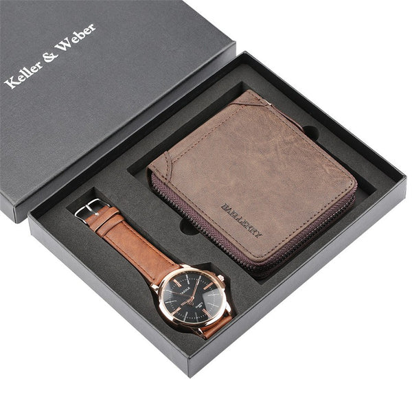 Watch Gift Set Quartz Mens Watch Leather Wallet Fashion Watch for Men Birthday Gift for Male Luxury Wristwatch Present reloj