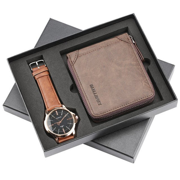 Watch Gift Set Quartz Mens Watch Leather Wallet Fashion Watch for Men Birthday Gift for Male Luxury Wristwatch Present reloj