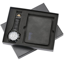 Luxury Mens Watch reloj masculino Leather Strap Wrist Watches Wallet Gift Set for Father Boyfriend Fashion Men's Watch reloj