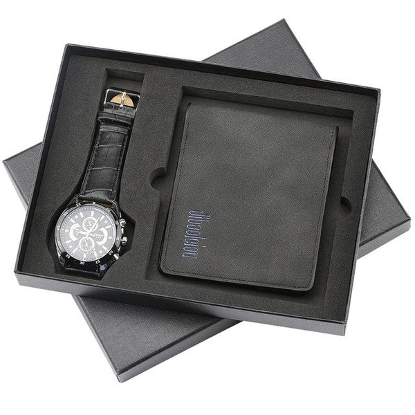 Luxury Mens Watch reloj masculino Leather Strap Wrist Watches Wallet Gift Set for Father Boyfriend Fashion Men's Watch reloj